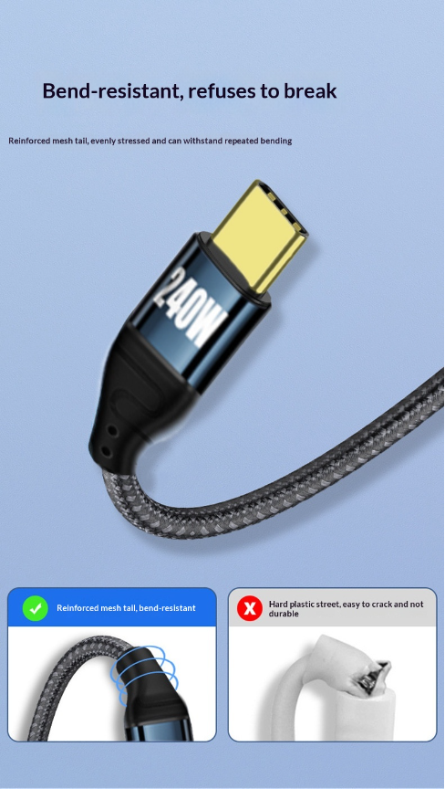240W USB-C to USB-C PD 3.1 Cable – Ultra-Fast Charging & Braided Nylon