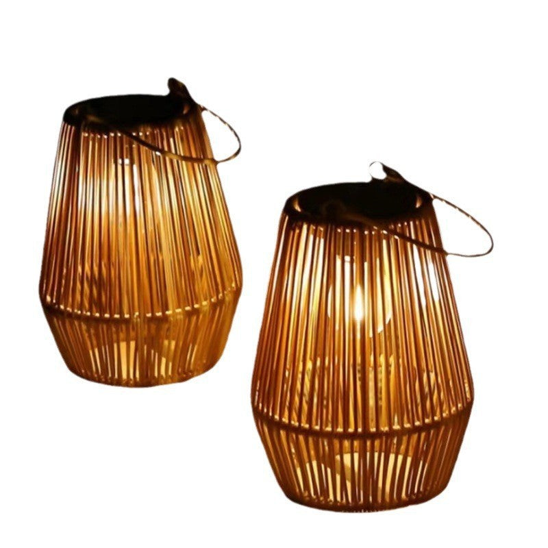 Outdoor Solar Rattan Lantern - Edison Design - Waterproof