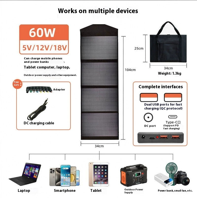 Panneaux Solaires Portables Pliables avec Sac (20w à 60w)