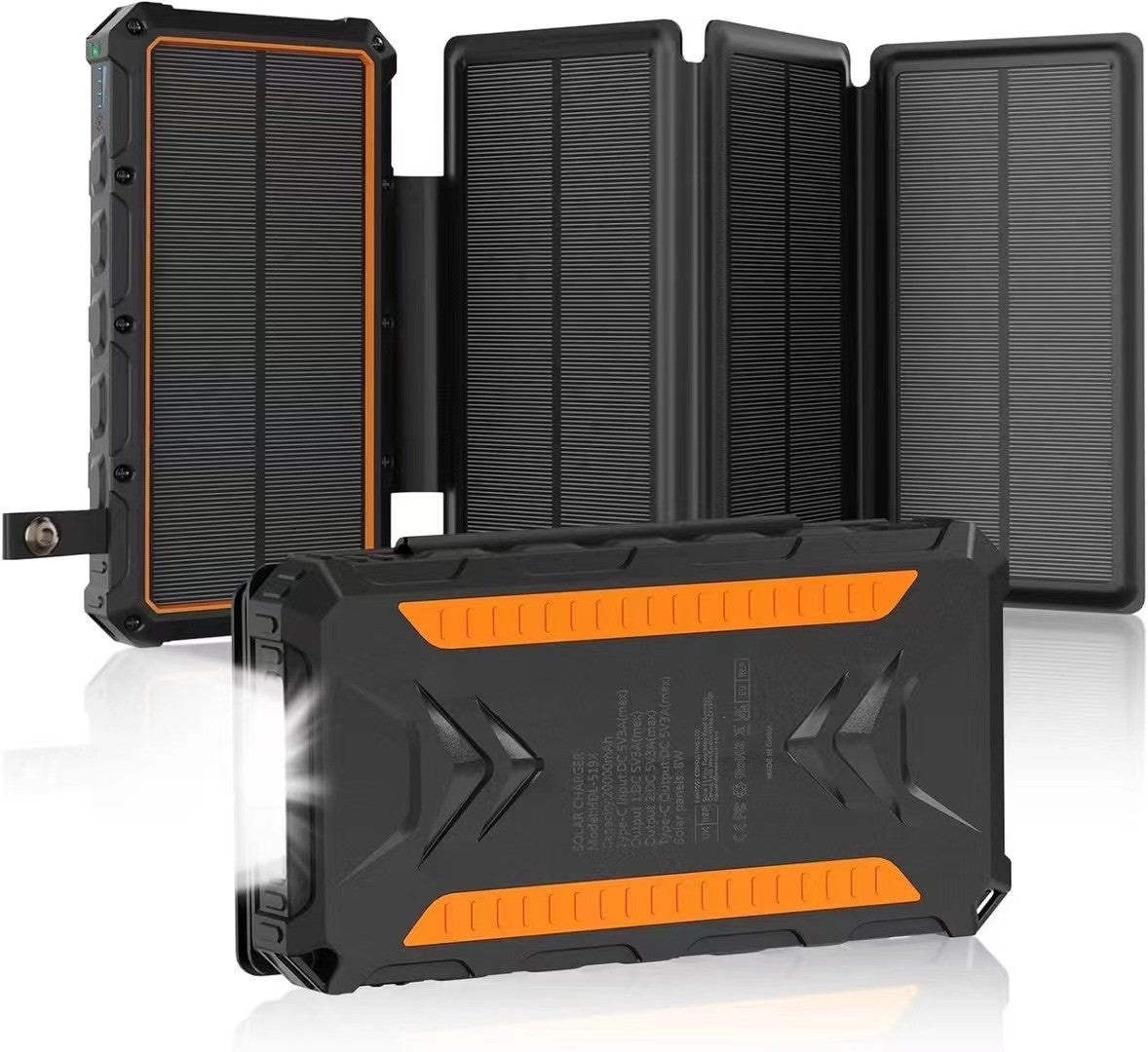 High-Performance 20,000 mAh Solar Power Bank – 4 Foldable Panels