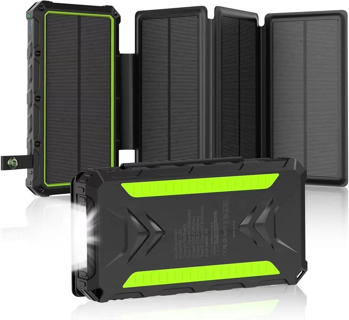 Batterie Externe Solaire 20000 mAh – 4 Panneaux Integrés Pliables