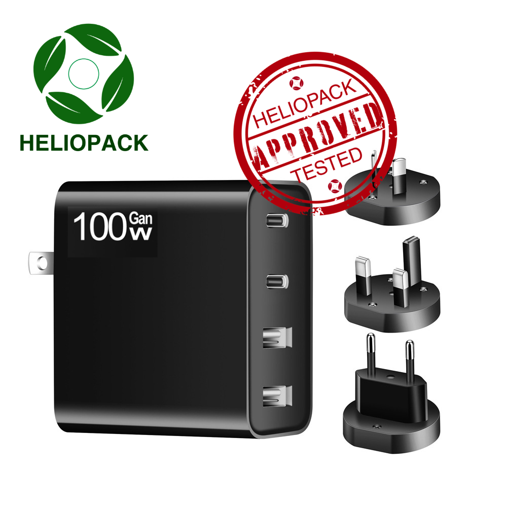 100W Fast Wall Charger – 4 Ports (2x USB-C PD + 2x USB-A) – HelioPack