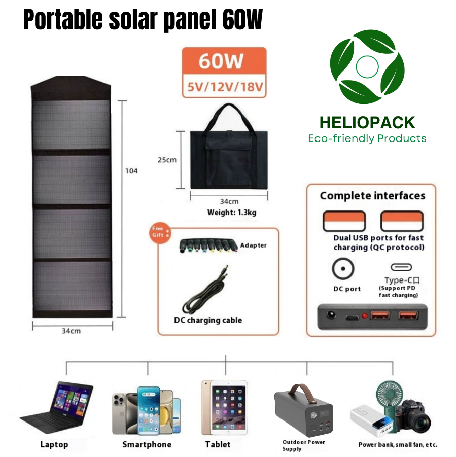 60W Portable Solar Panel: Eco-Responsible Freedom
