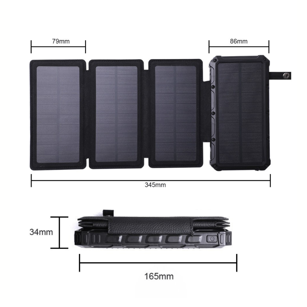 Batterie Externe Solaire HelioPack 20000 mAh – 4 Panneaux Integrés Pliables