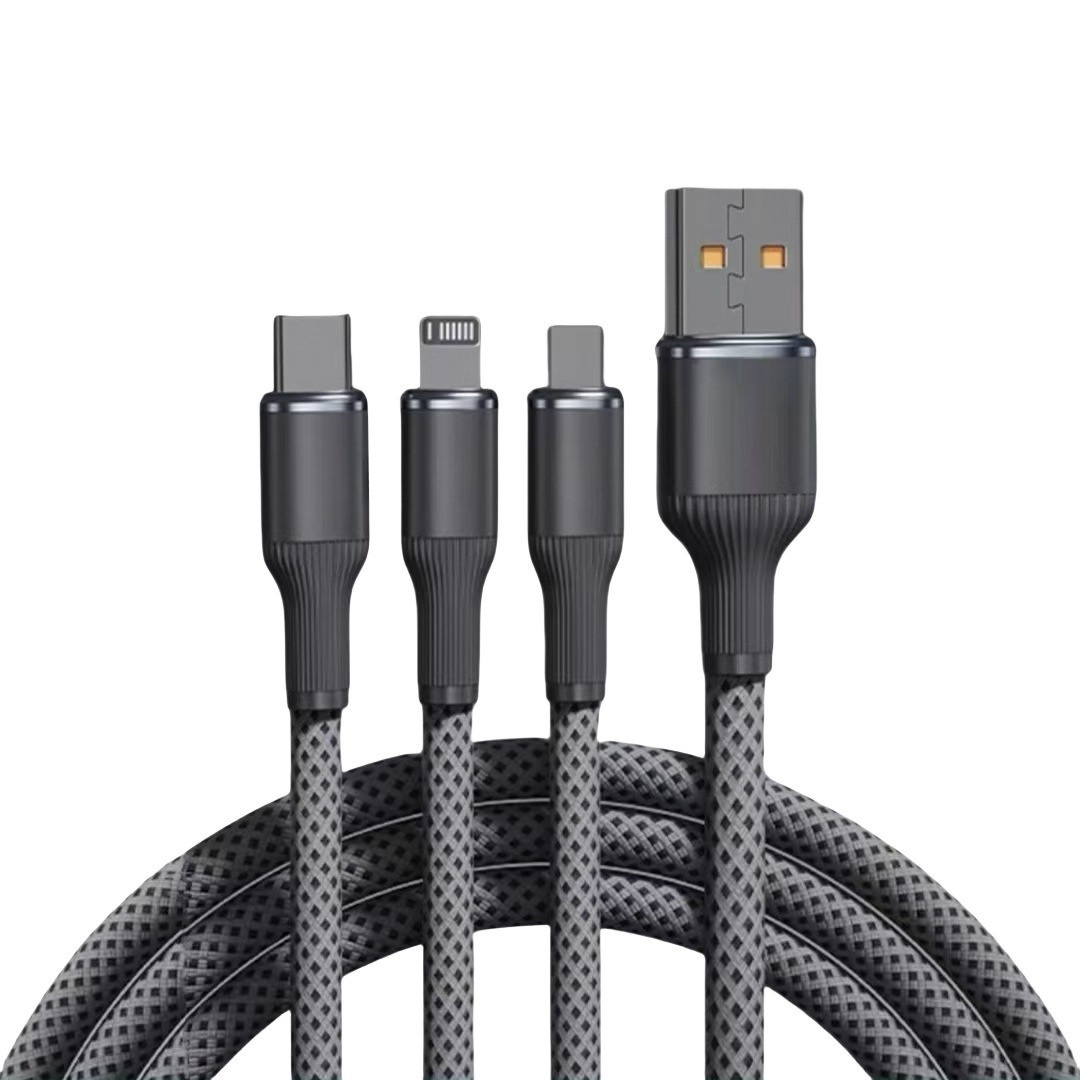 3-in-1 Fast Charging Cable – USB to Lightning / Micro-USB / Type-C