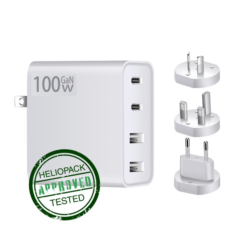 100W Fast Wall Charger – 4 Ports (2x USB-C PD + 2x USB-A) – HelioPack