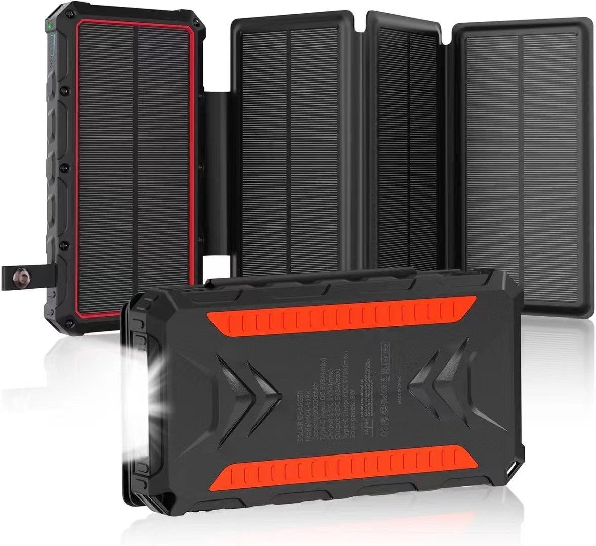 High-Performance 20,000 mAh Solar Power Bank – 4 Foldable Panels